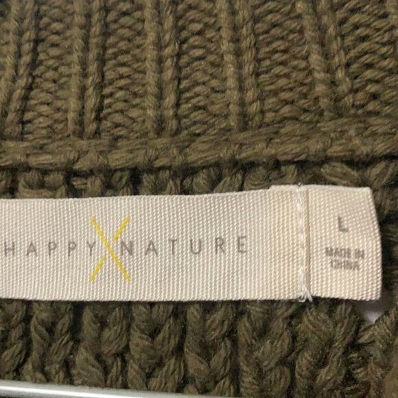 NWT HAPPY NATURE KNITTED CROPPED GREEN SWEATER SIZE L - Picture 4 of 6